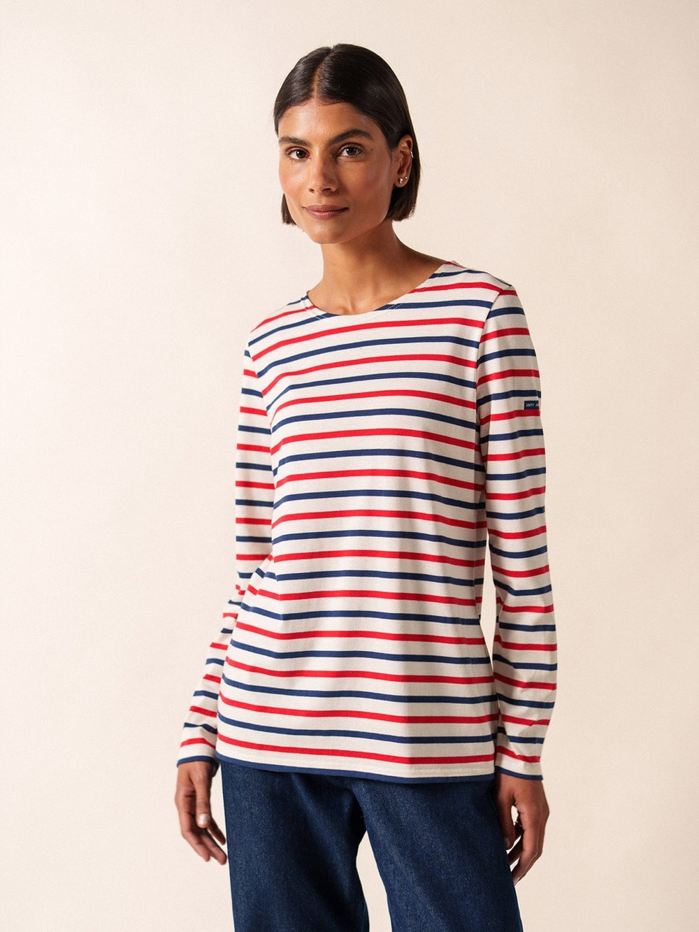 New Saint James Minquidame Tri-Color Breton Shirt M